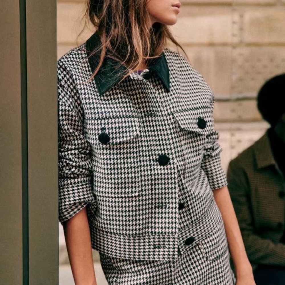 Sezane-Erwann Jacket (Houndstooth)-Size 36/US 4